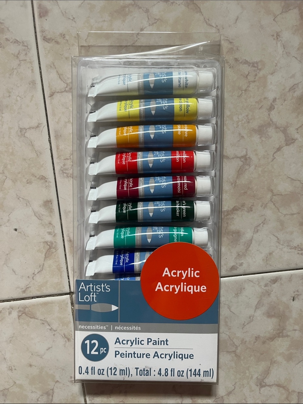 12-Piece Acrylic Paint Set - Assorted Colors